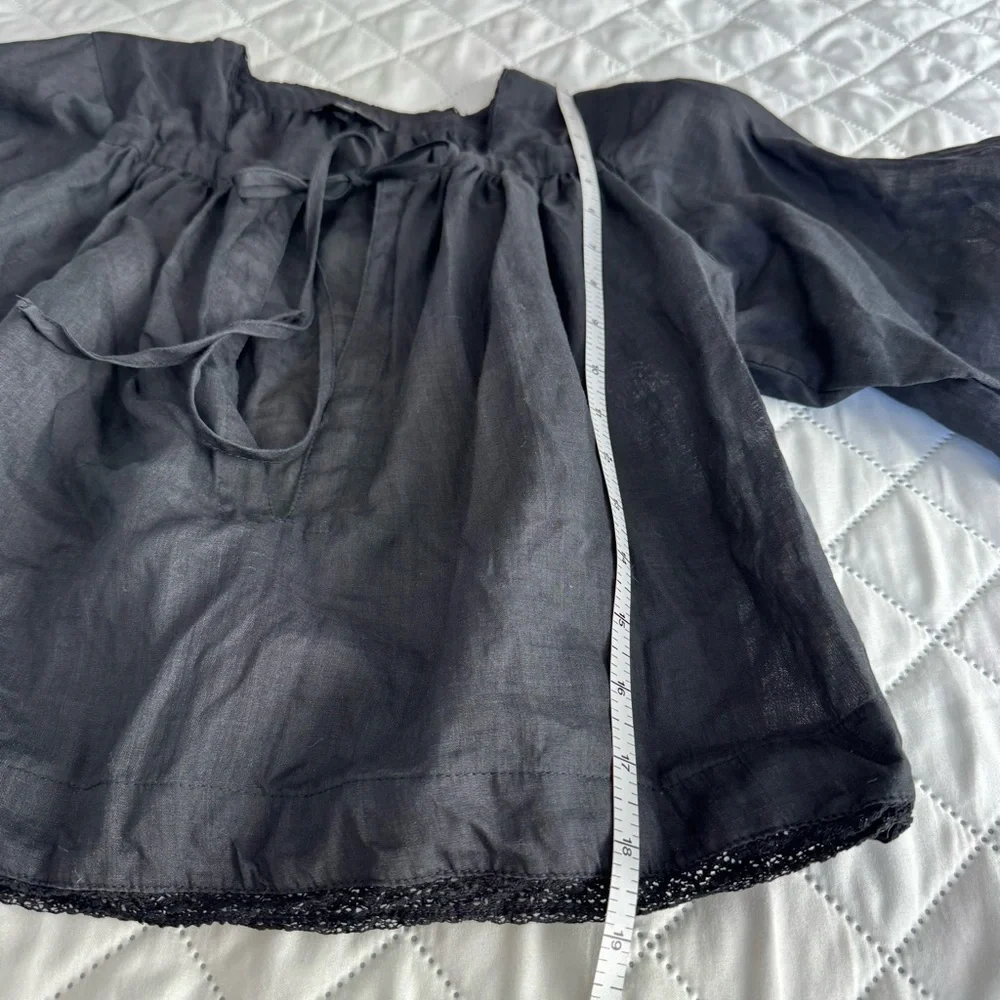 rag & bone New York Sheer Ramie Tie Front Top Size S - Picture 9 of 12